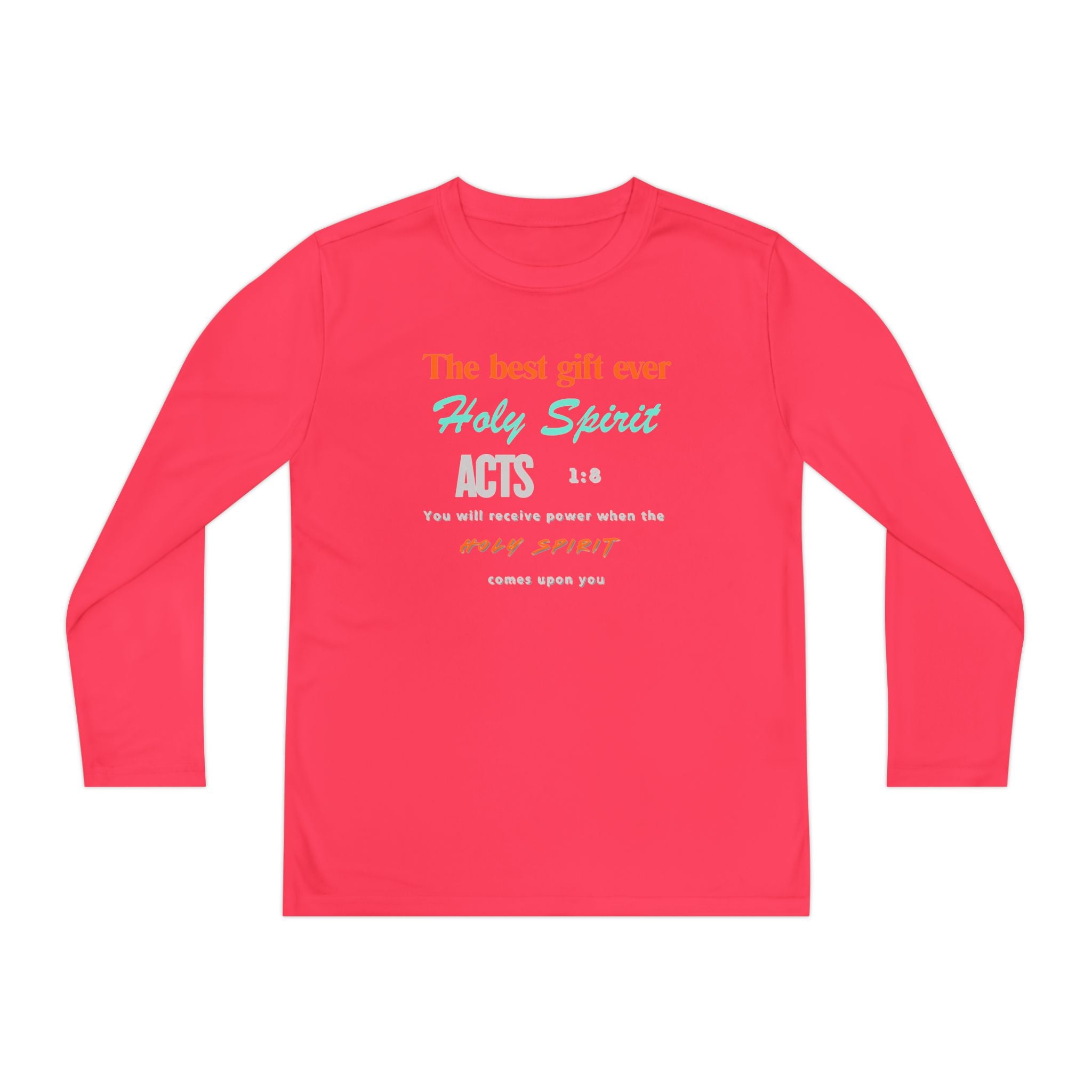 Youth Long Sleeve Tee - "The Best Gift Ever Holy Spirit" Christian Faith Shirt (Back SHILOHNITE)