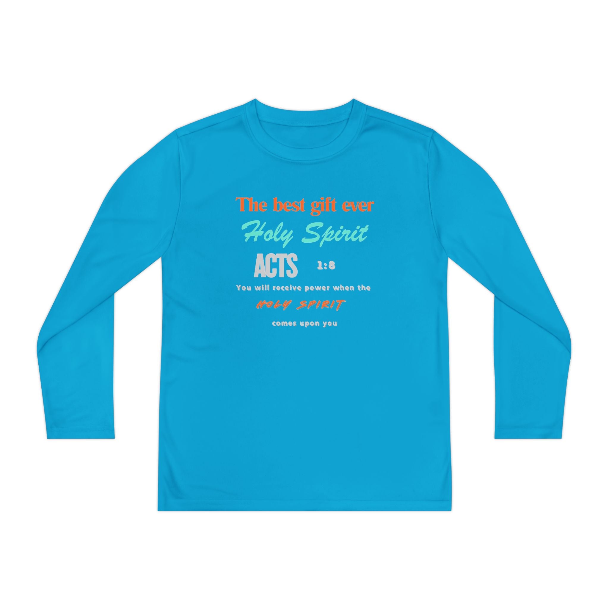 Youth Long Sleeve Tee - "The Best Gift Ever Holy Spirit" Christian Faith Shirt (Back SHILOHNITE)