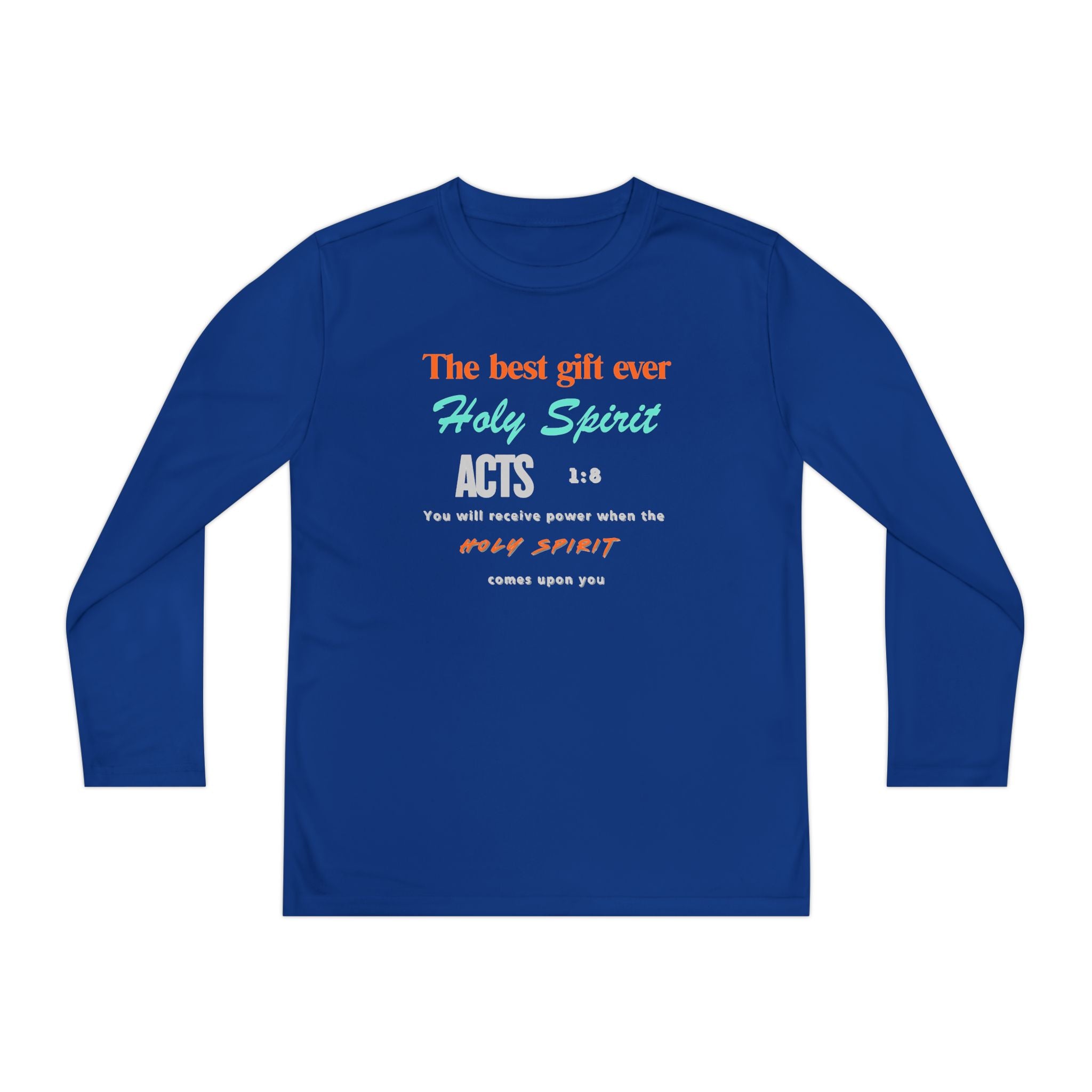 Youth Long Sleeve Tee - "The Best Gift Ever Holy Spirit" Christian Faith Shirt (Back SHILOHNITE)