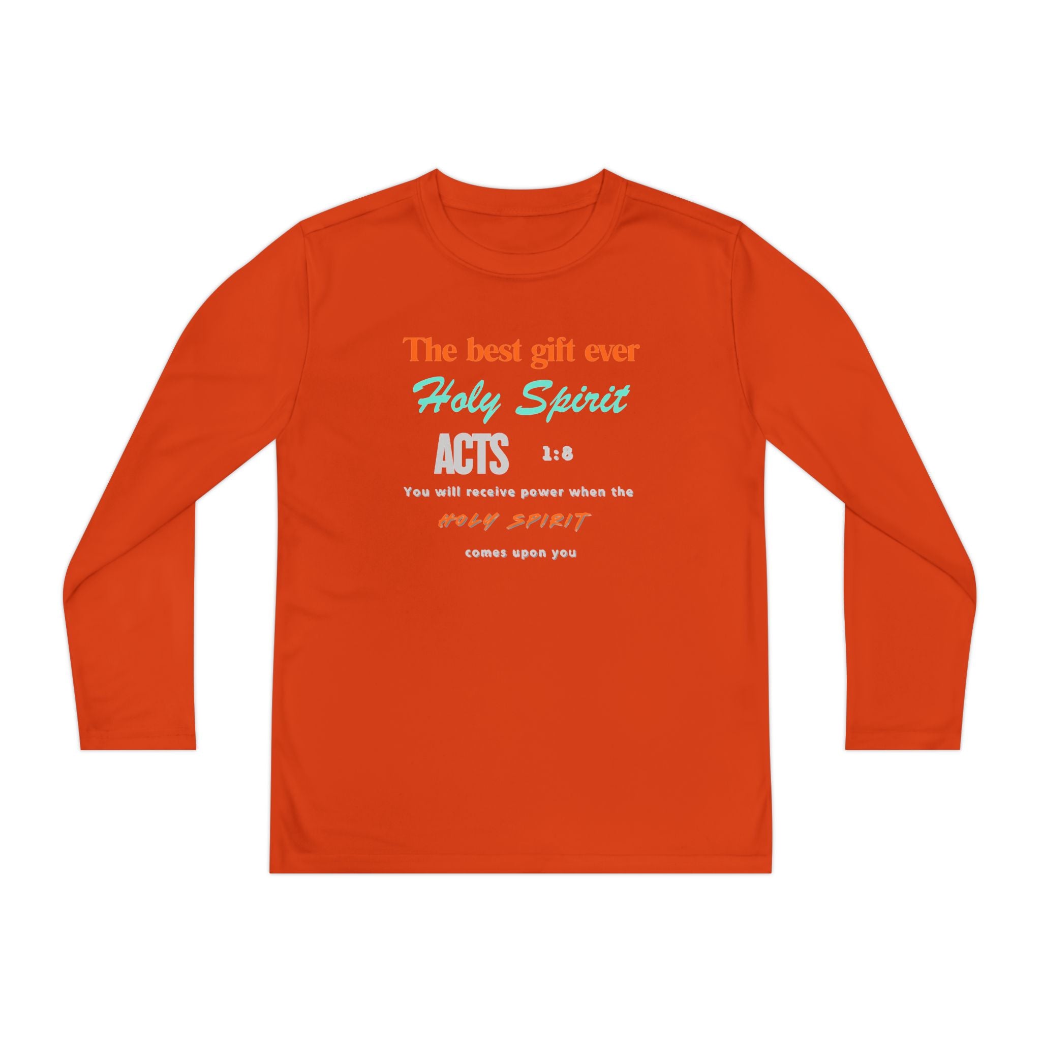 Youth Long Sleeve Tee - "The Best Gift Ever Holy Spirit" Christian Faith Shirt (Back SHILOHNITE)