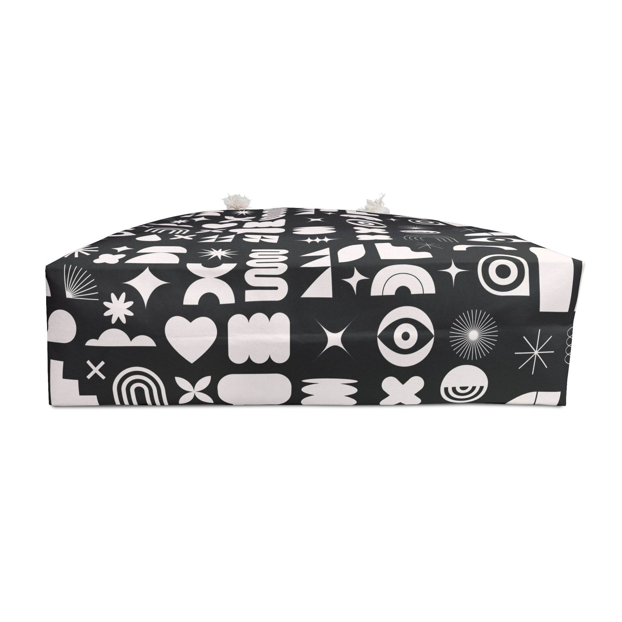 Monochrome Geo Symbols Weekender Bag — Black & White Abstract Travel Tote