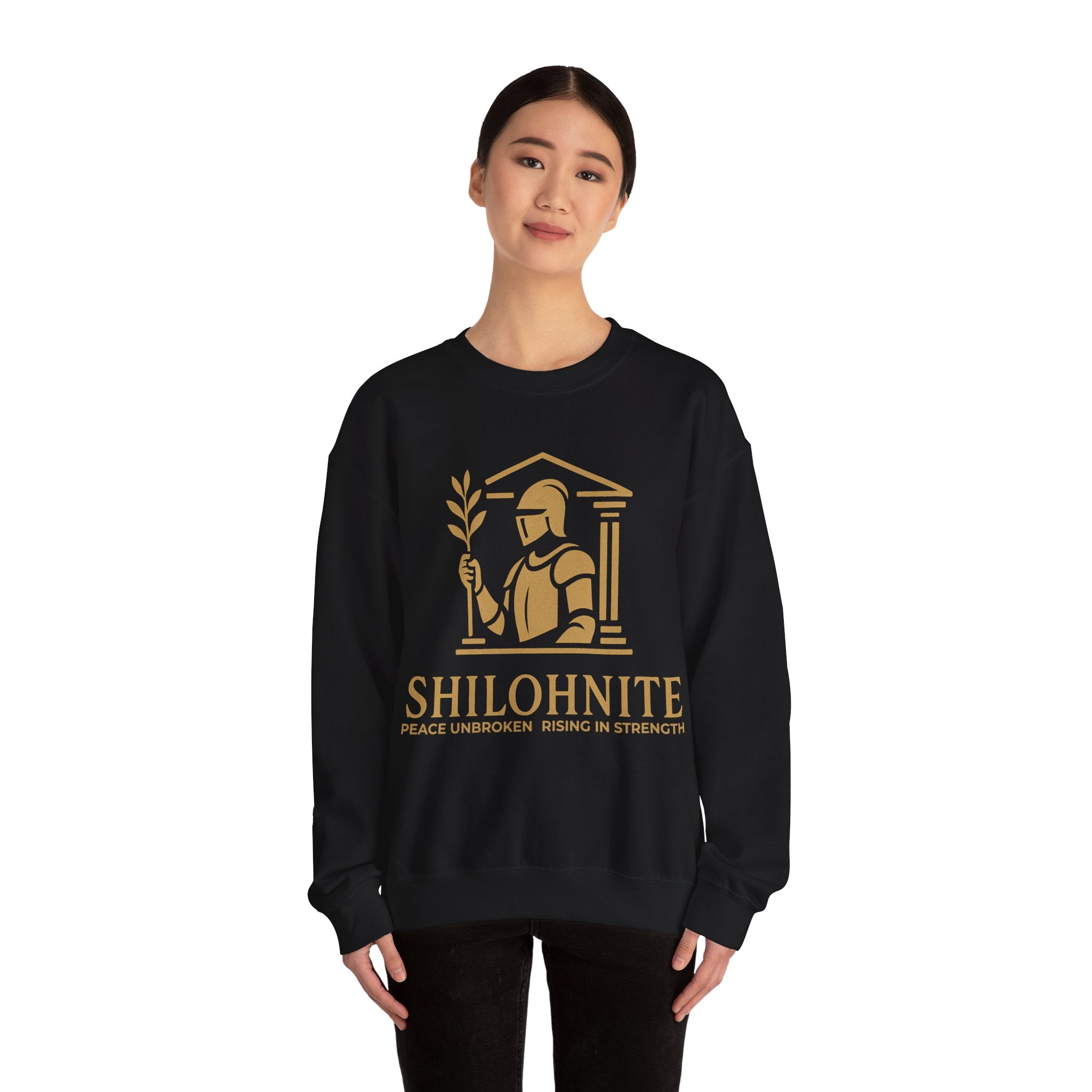 Shilohnite Crewneck Sweatshirt — Peace Unbroken Rising in Strength Graphic