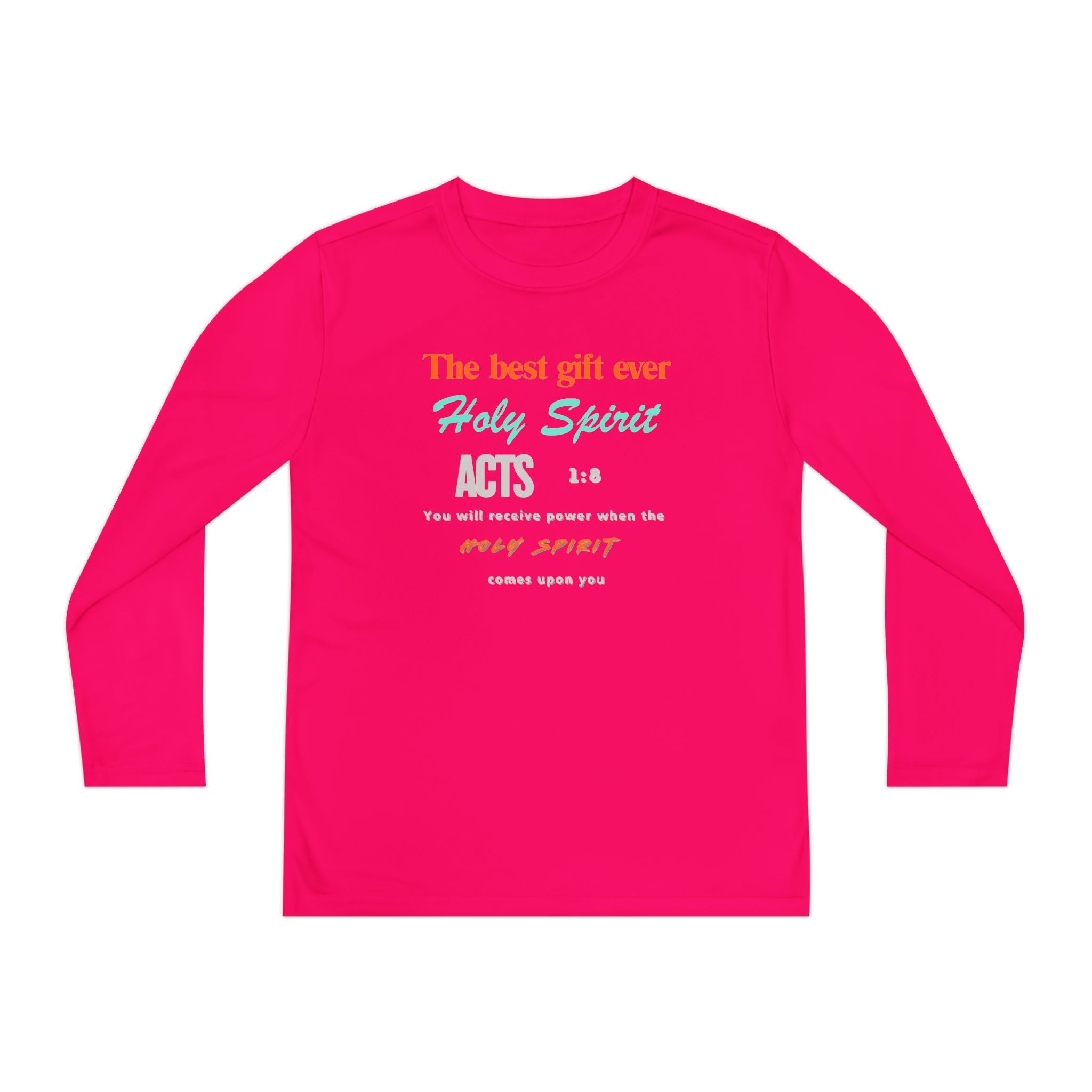 Youth Long Sleeve Tee - "The Best Gift Ever Holy Spirit" Christian Faith Shirt (Back SHILOHNITE)
