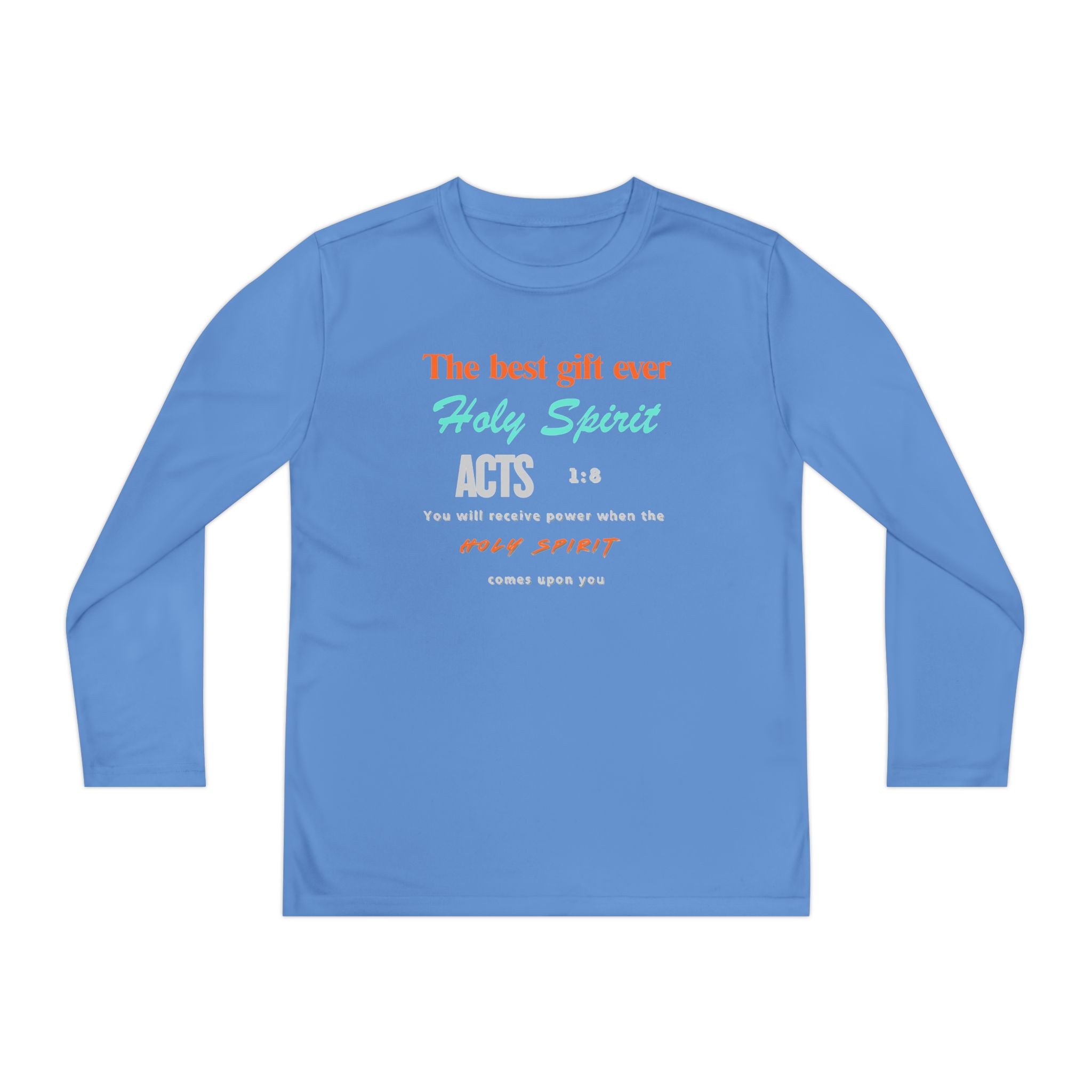 Youth Long Sleeve Tee - "The Best Gift Ever Holy Spirit" Christian Faith Shirt (Back SHILOHNITE)