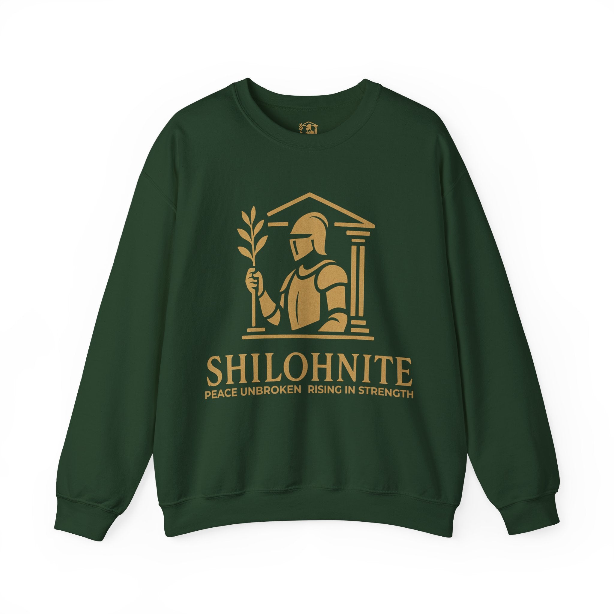 Shilohnite Crewneck Sweatshirt — Peace Unbroken Rising in Strength Graphic