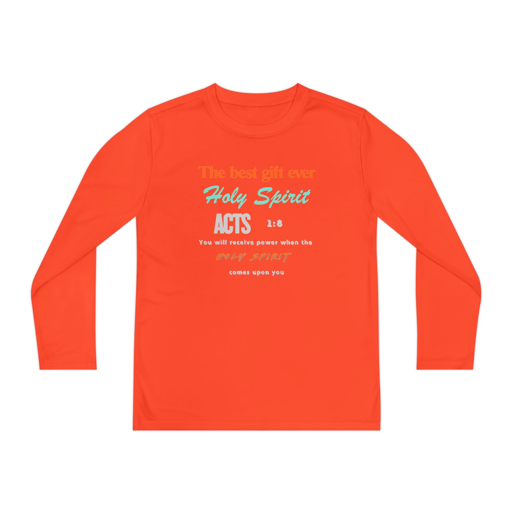Youth Long Sleeve Tee - "The Best Gift Ever Holy Spirit" Christian Faith Shirt (Back SHILOHNITE)
