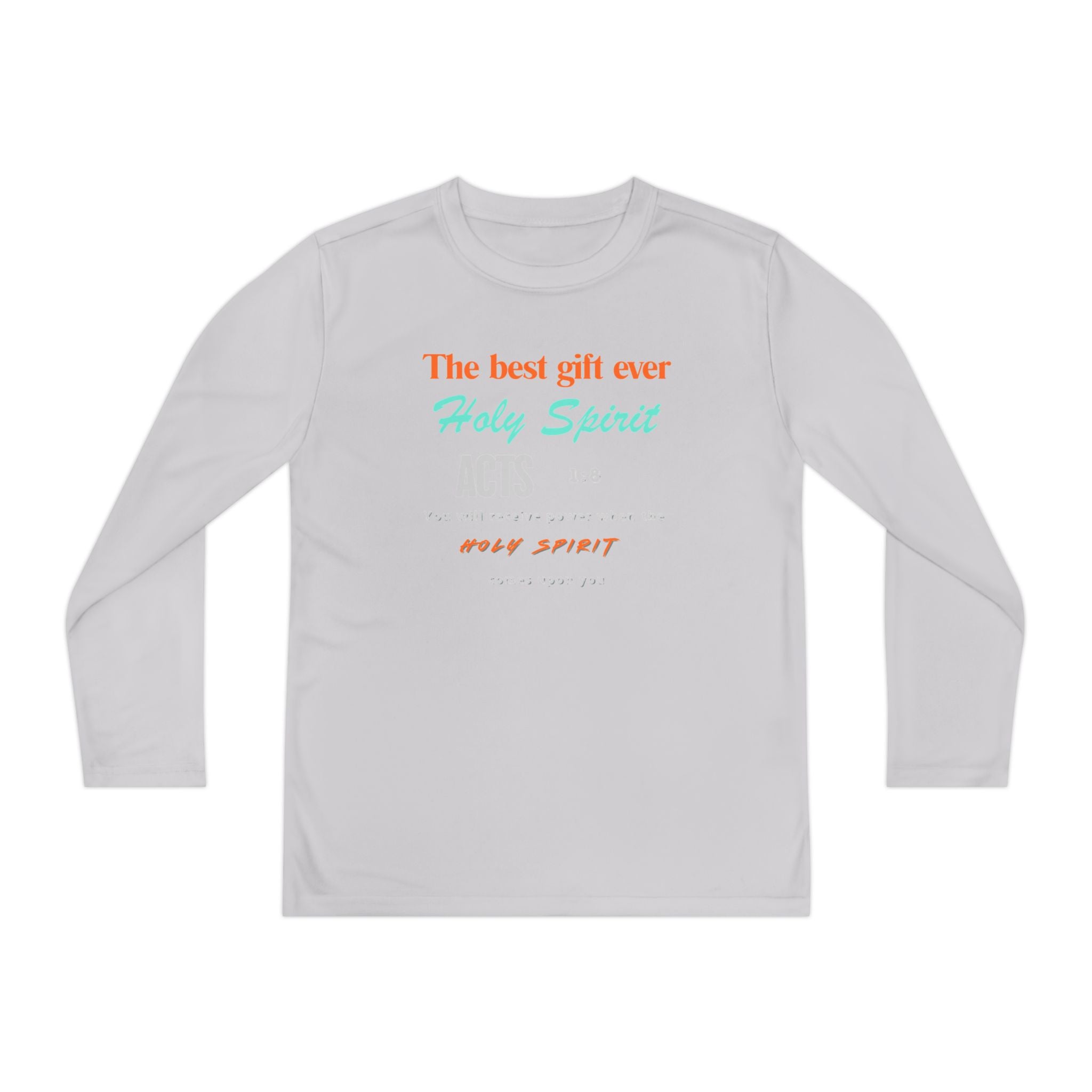 Youth Long Sleeve Tee - "The Best Gift Ever Holy Spirit" Christian Faith Shirt (Back SHILOHNITE)