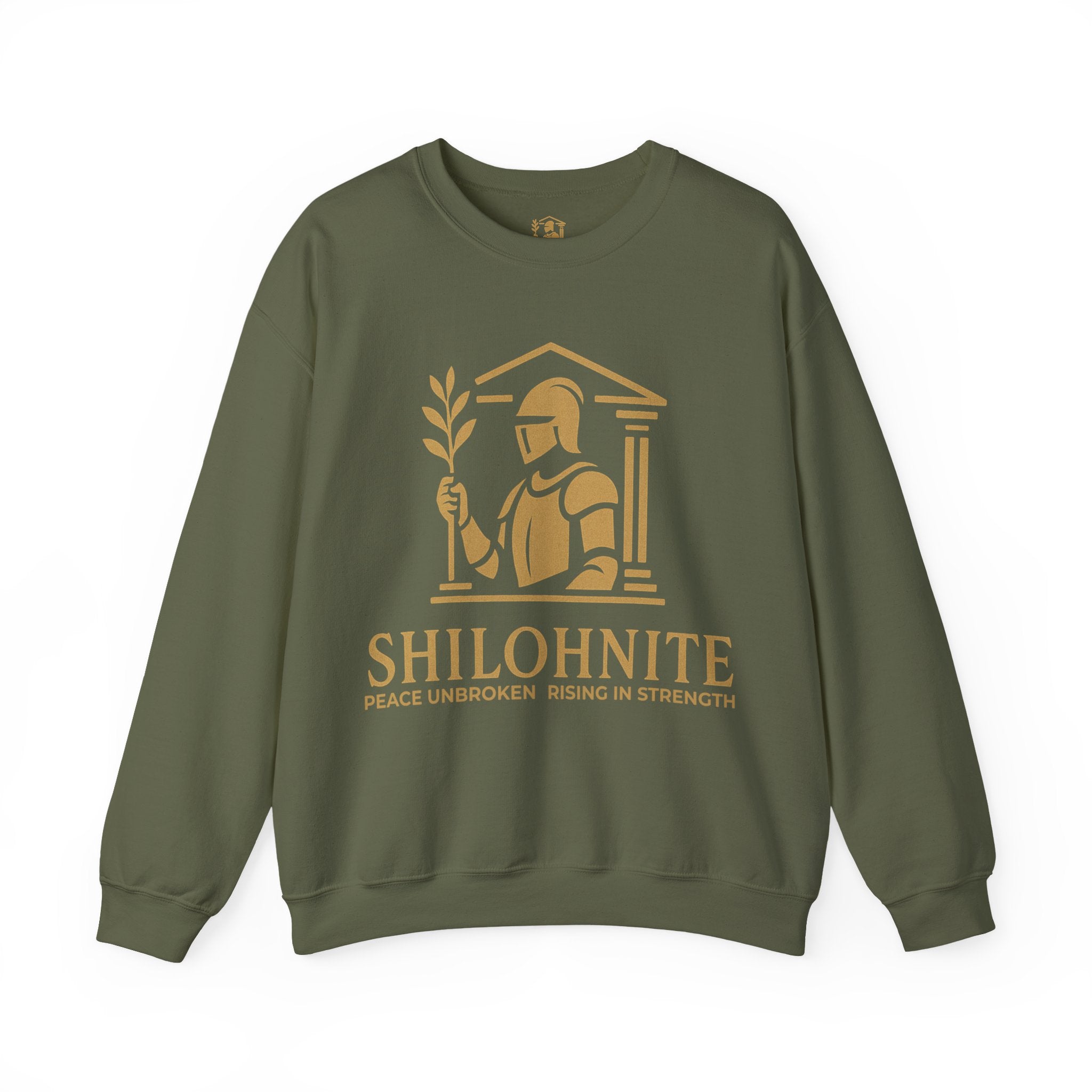 Shilohnite Crewneck Sweatshirt — Peace Unbroken Rising in Strength Graphic