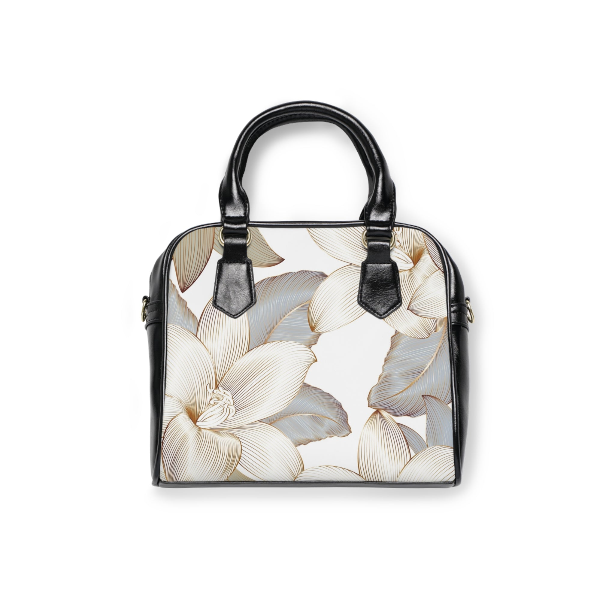 Floral Shoulder Handbag — Neutral Magnolia Print Tote